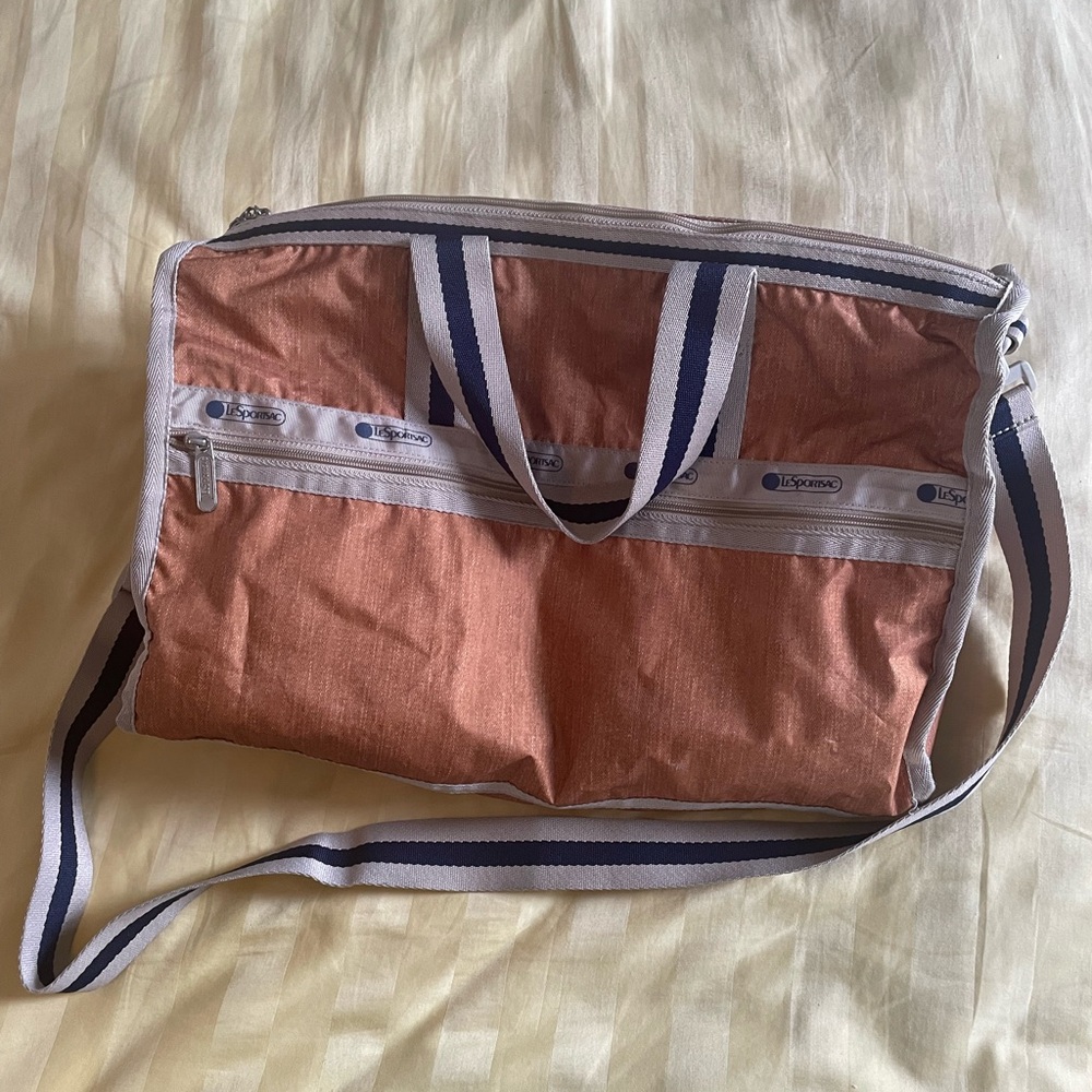 LeSportsac Gold/Blue Medium Weekender Duffle Bag